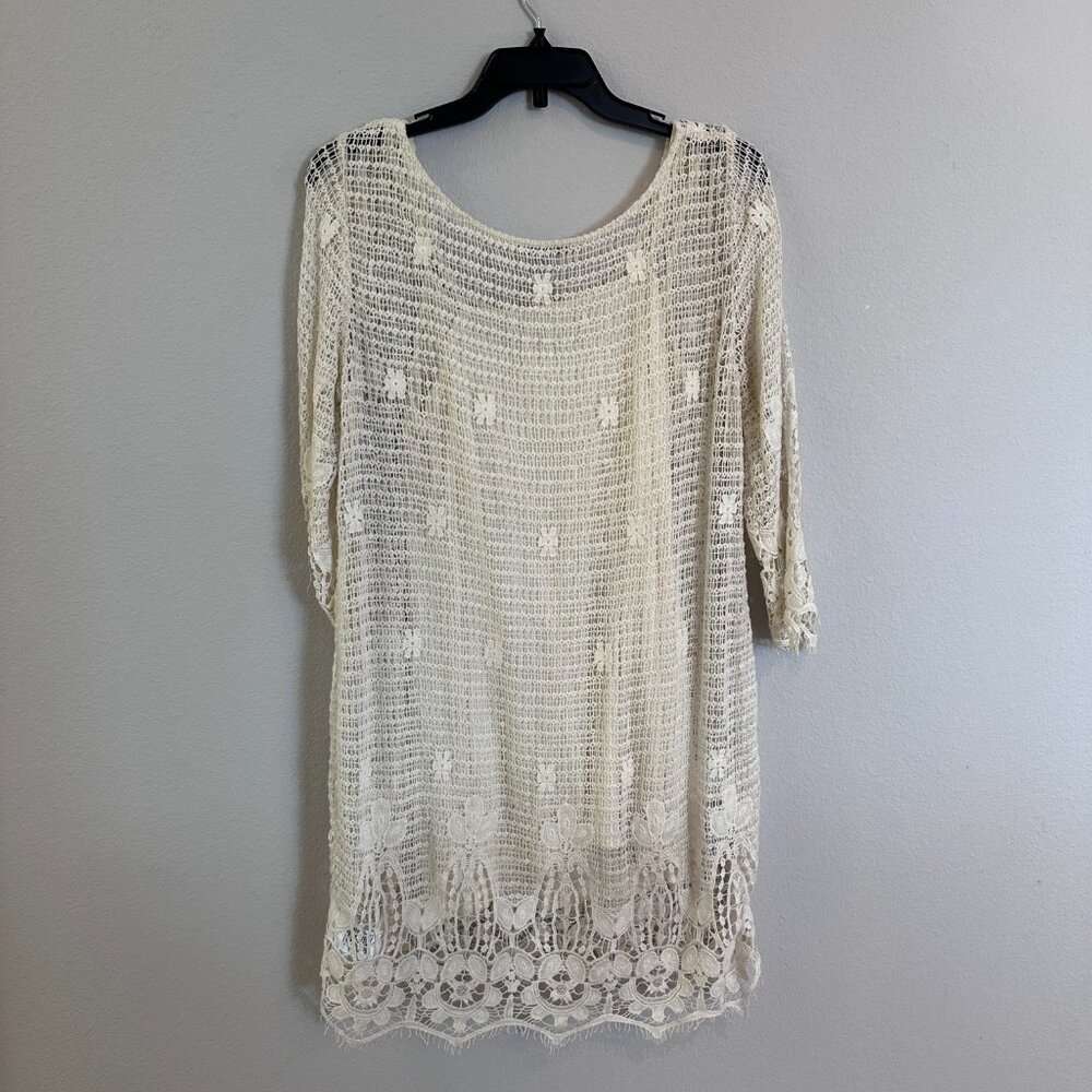 American Eagle Cotton Boho Crochet Dress with Slip (M) - Picture 3 of 4